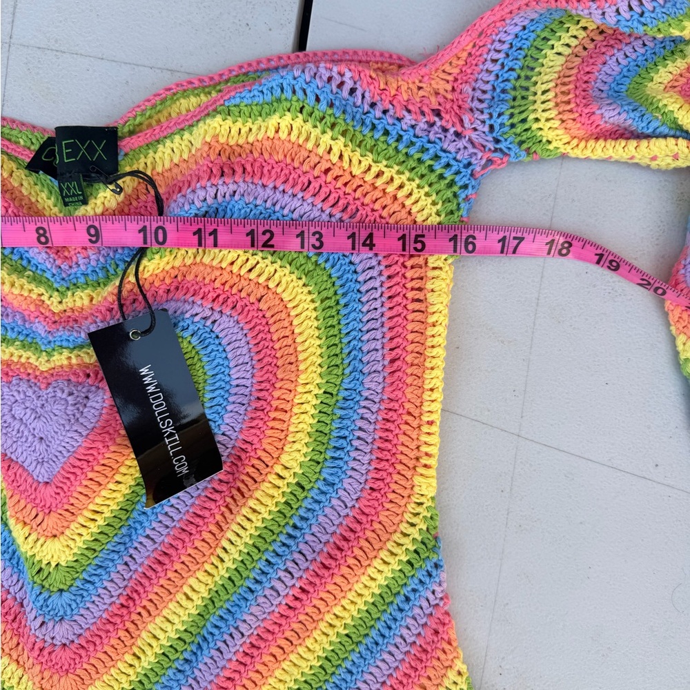 Club Exx Rainbow Crochet Halter Top mini dress - Picture 10 of 10